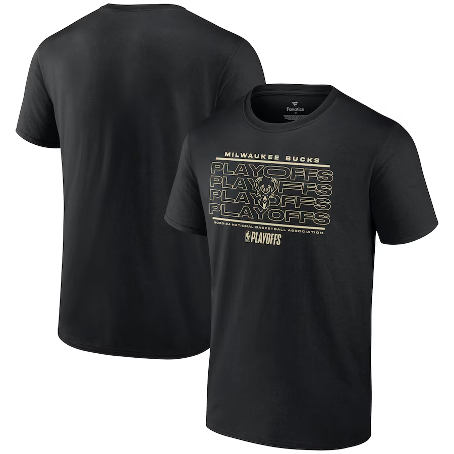 Men 2024 NBA Milwaukee Bucks black Tshirts->nba t-shirts->Sports Accessory